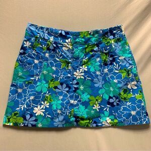 Blue Tropical Floral A Line Skirt Golf Skort Women’s 14W Lightweight Stretch